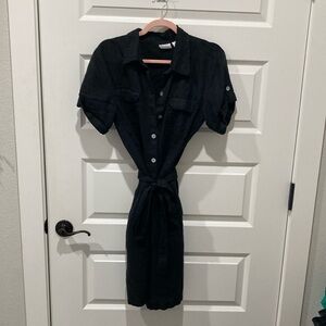 Chico’s Linen Black Button-Up Dress. Size 2 or Large.